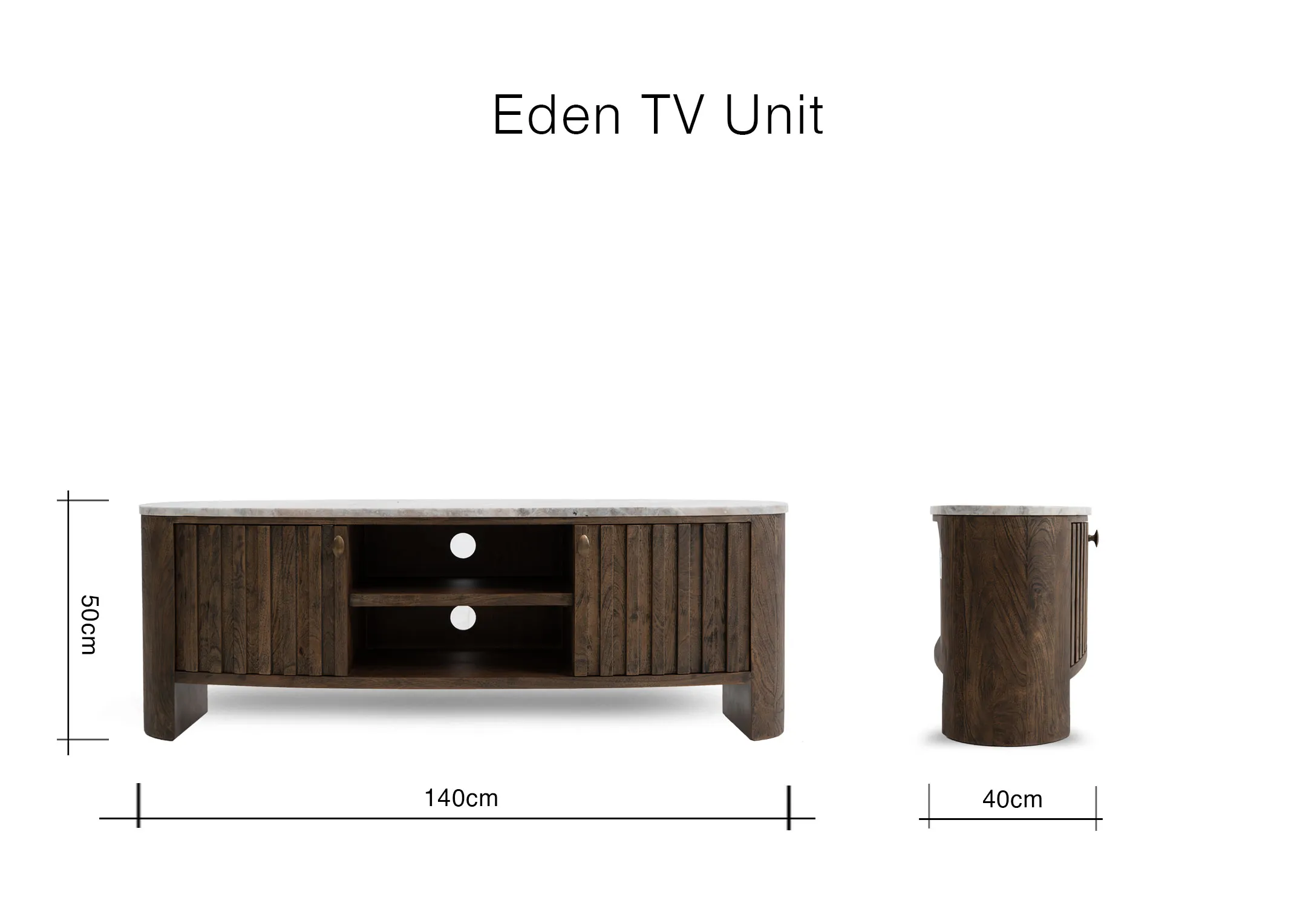  A dimension image of the Eden TV Unit with 140cm x 40cm x 50cm