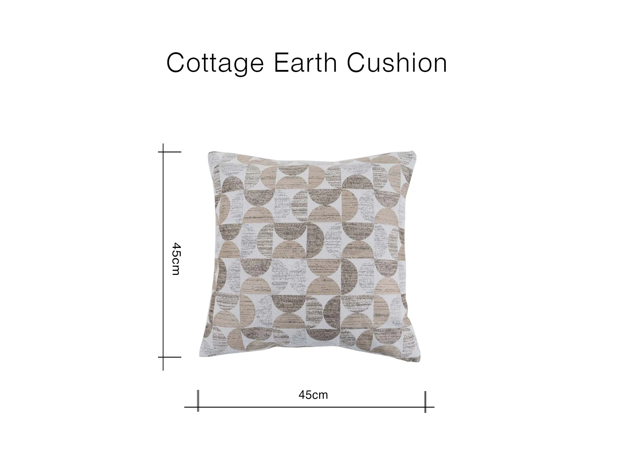 A dimension image of the Cottage Earth cushion with 45cm x 45cm