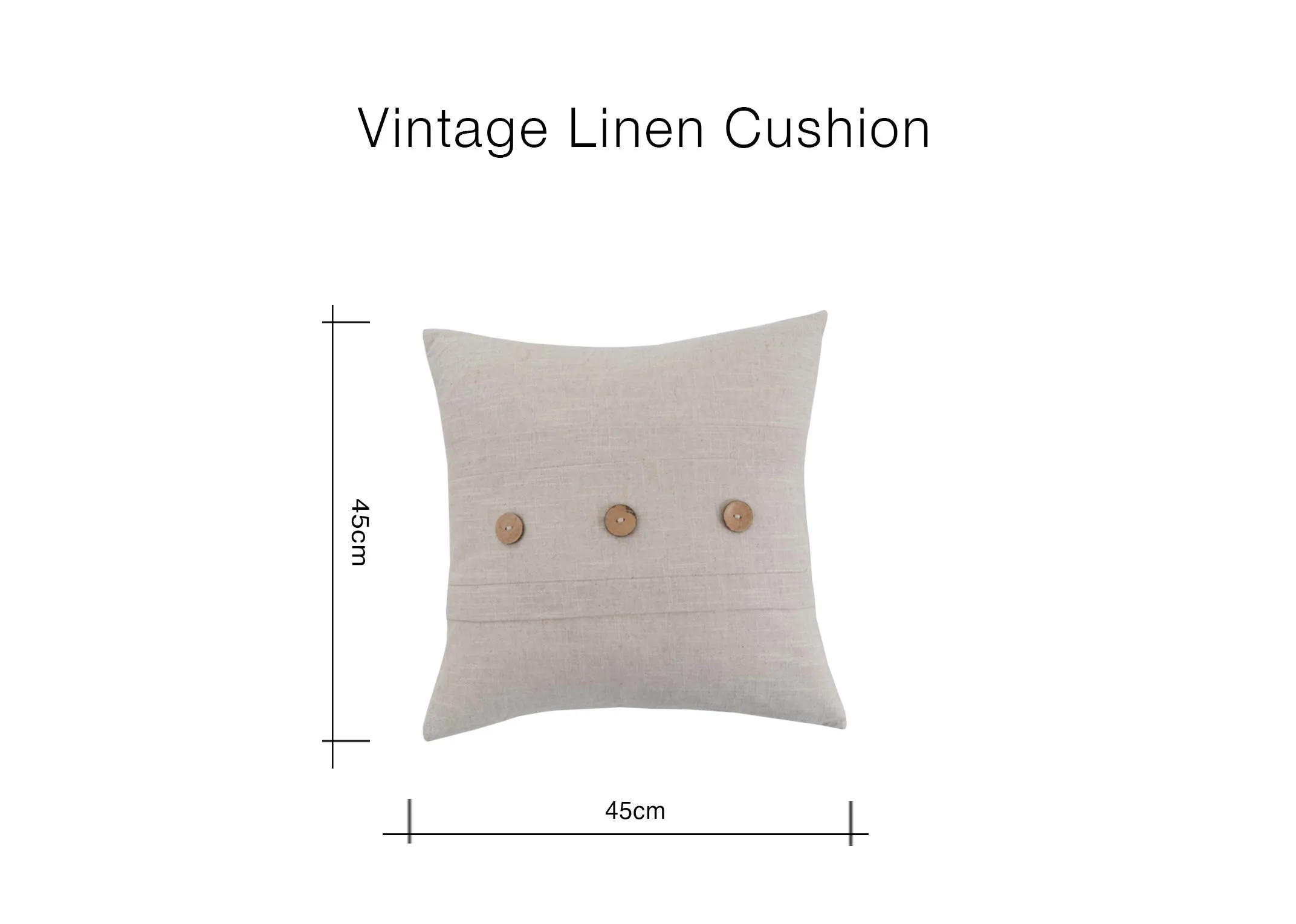 A dimension image of the Vintage Linen Cushion with 45cm x 45cm