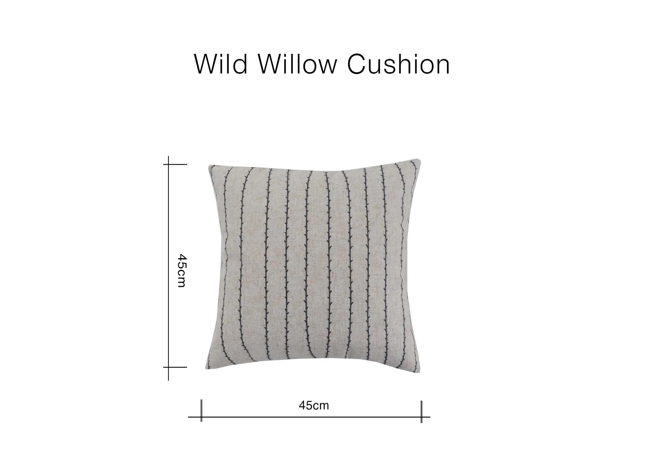 A dimension image of the Wild Willow Cushion with 45cm