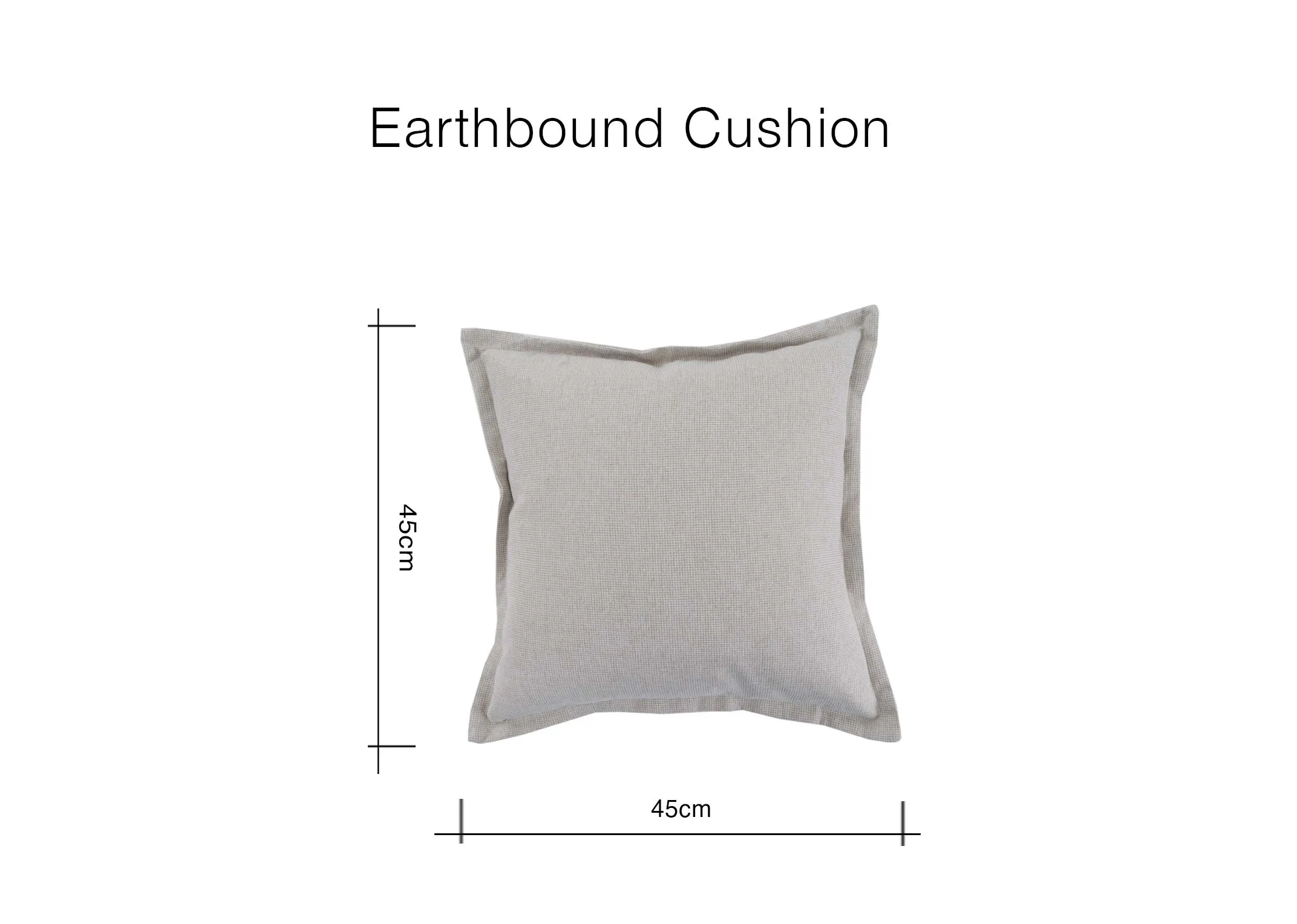 A dimension image of the Earthbound cushion with 45cm x 45cm