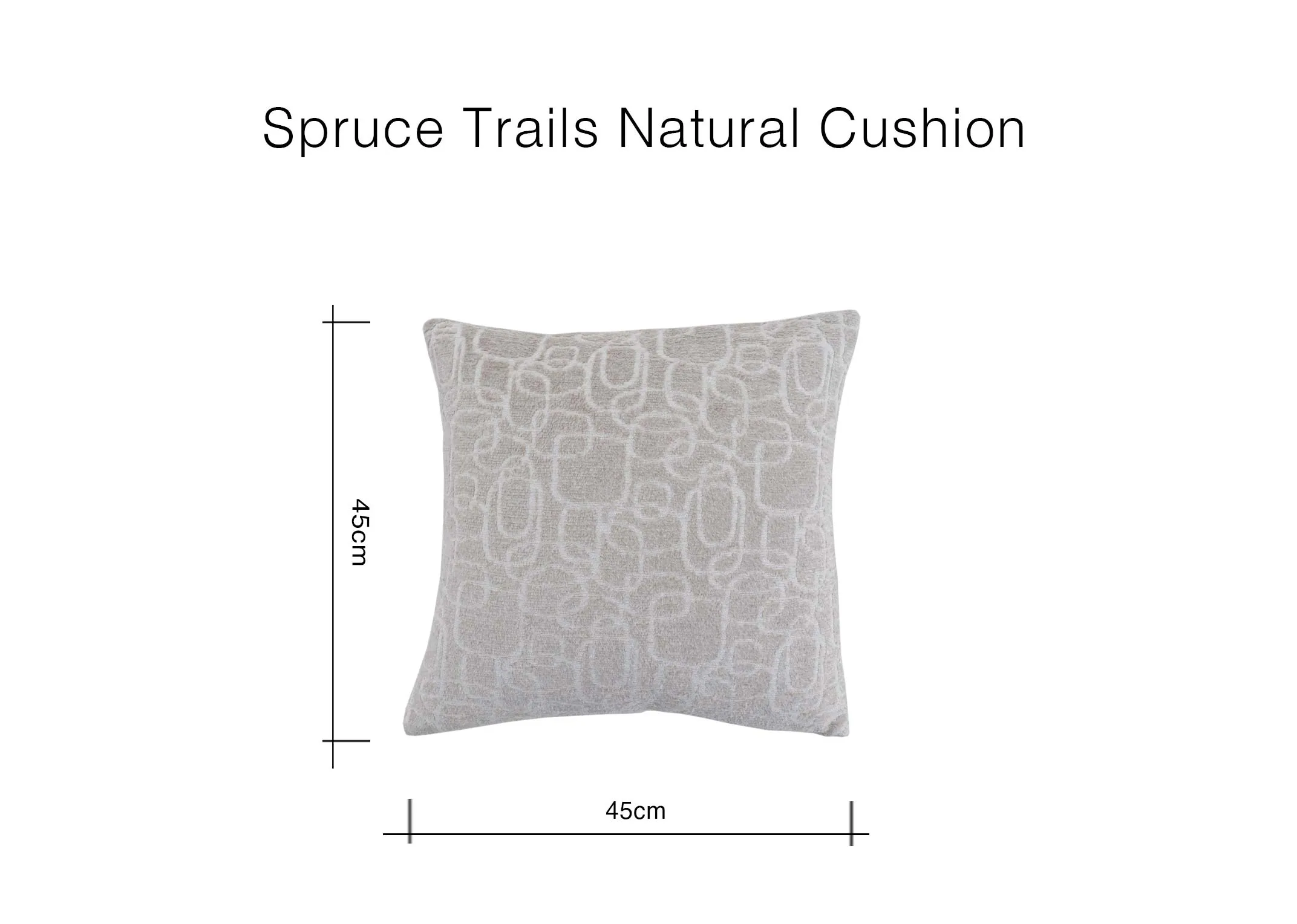 A dimension image of the Spruce Trails Cushion with 45cm x 45cm
