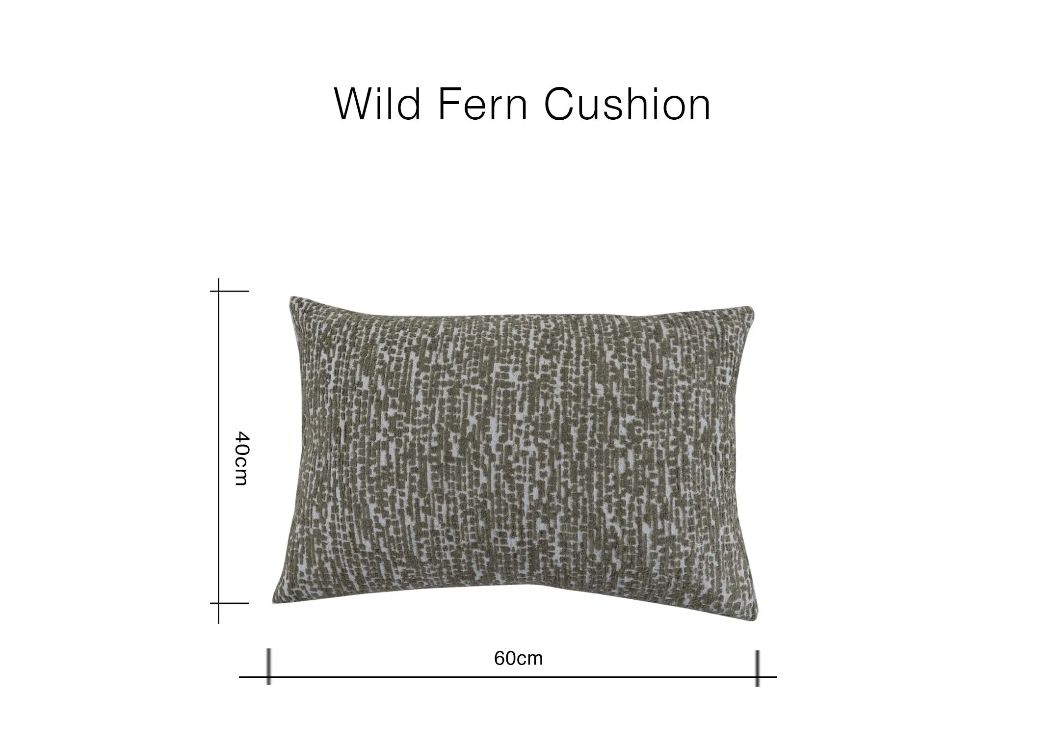 A dimension image of the Wild Ferm Cushion with 60cm x 40cm