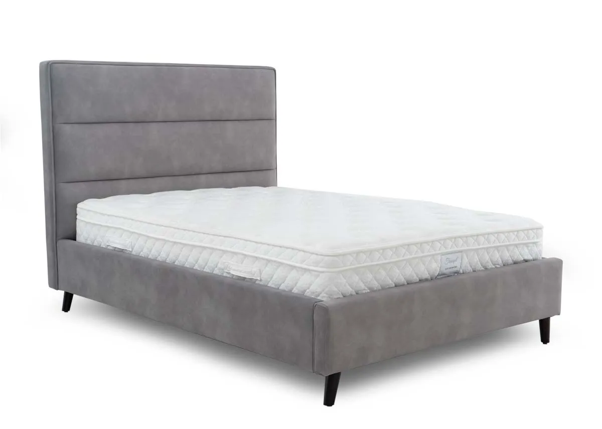 Double (4ft6) Grey Fabric Bed Frame - Ebony