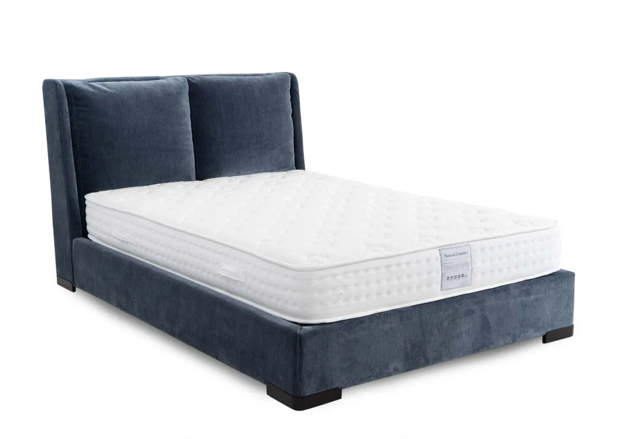Double (4ft6) Blue Fabric Bed Frame - Comfy