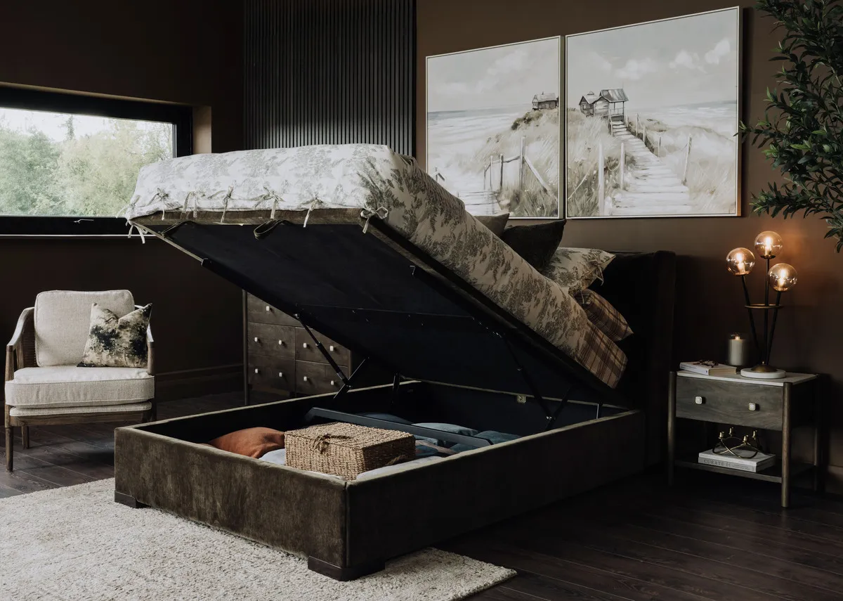 Super King (6ft) Green Fabric Ottoman Bed - Comfy