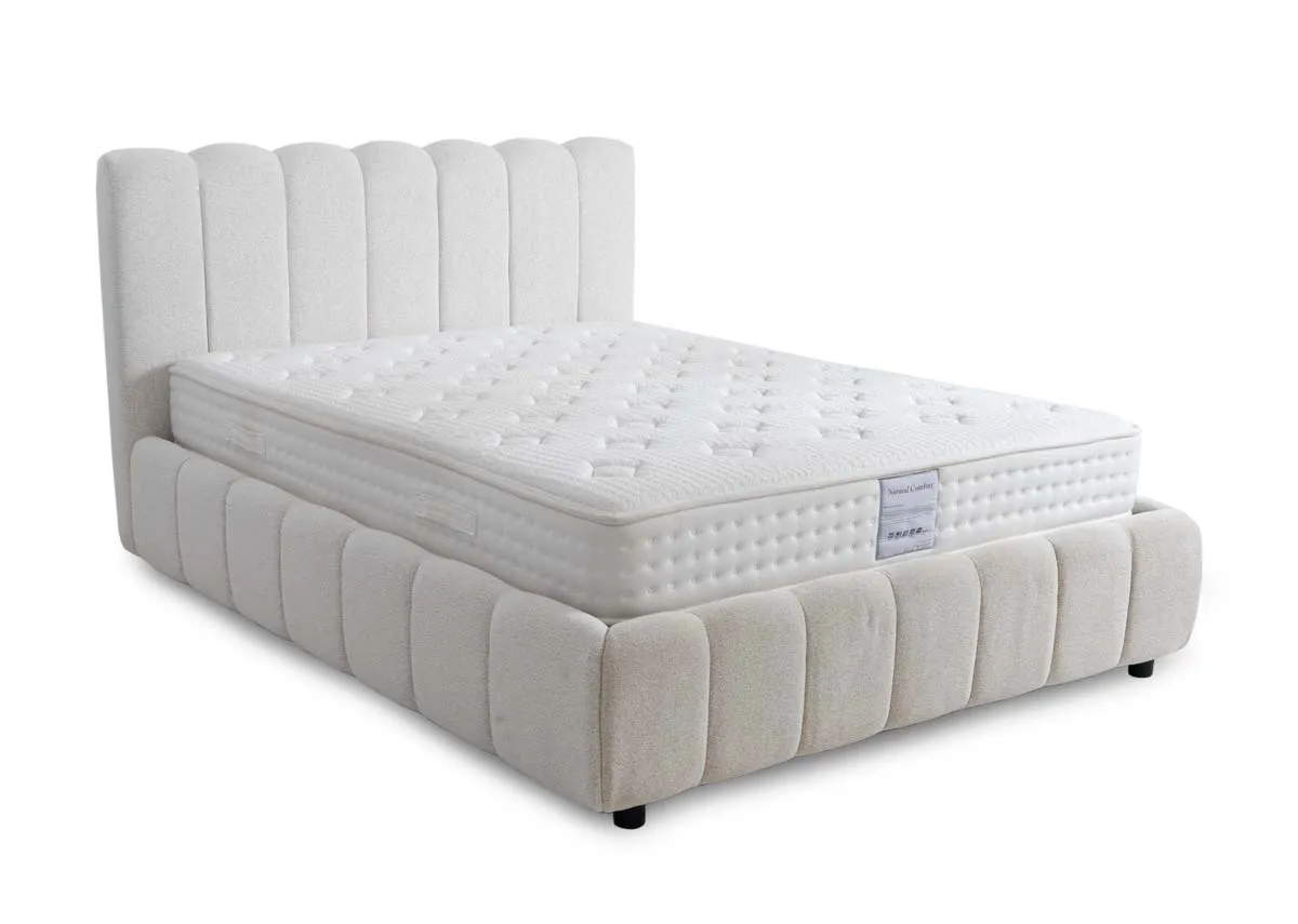 Double (4ft6) Cream Fabric Bed Frame - Julia