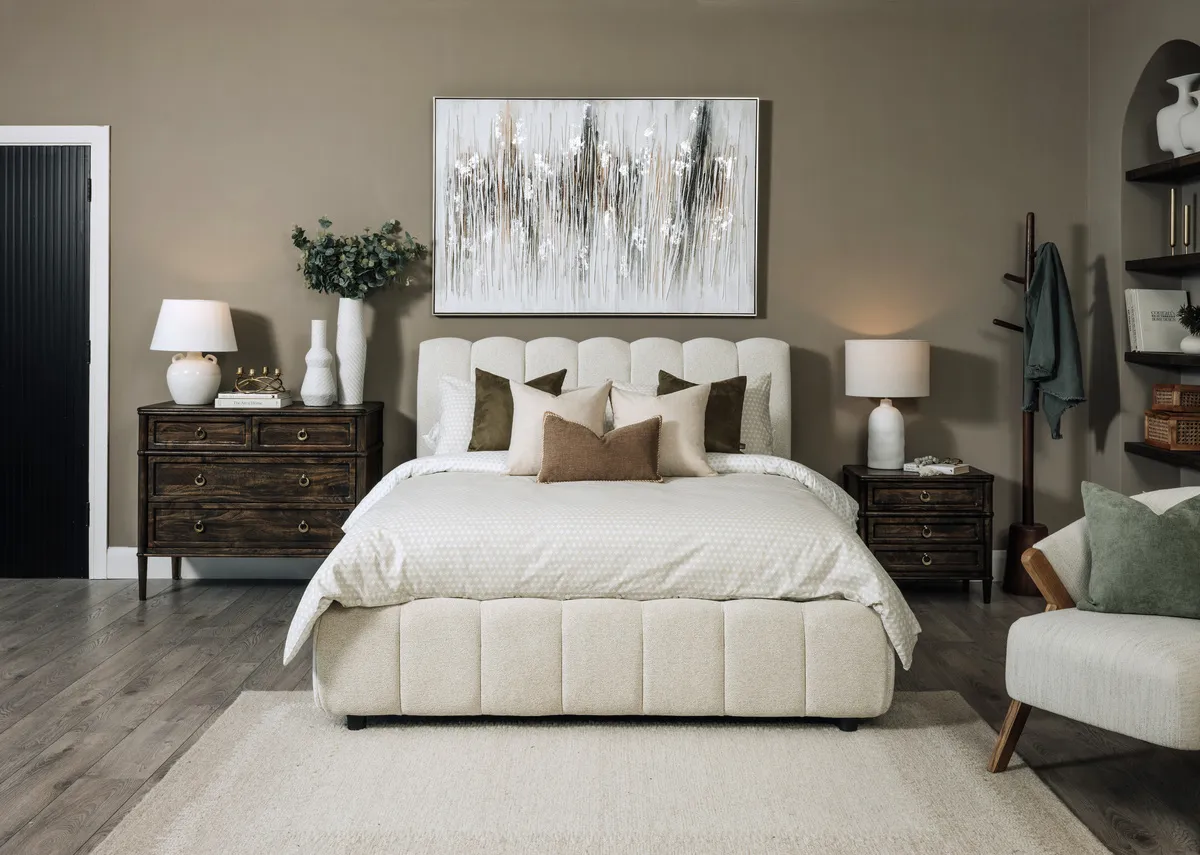 Super King (6ft) Cream Fabric Bed Frame - Julia