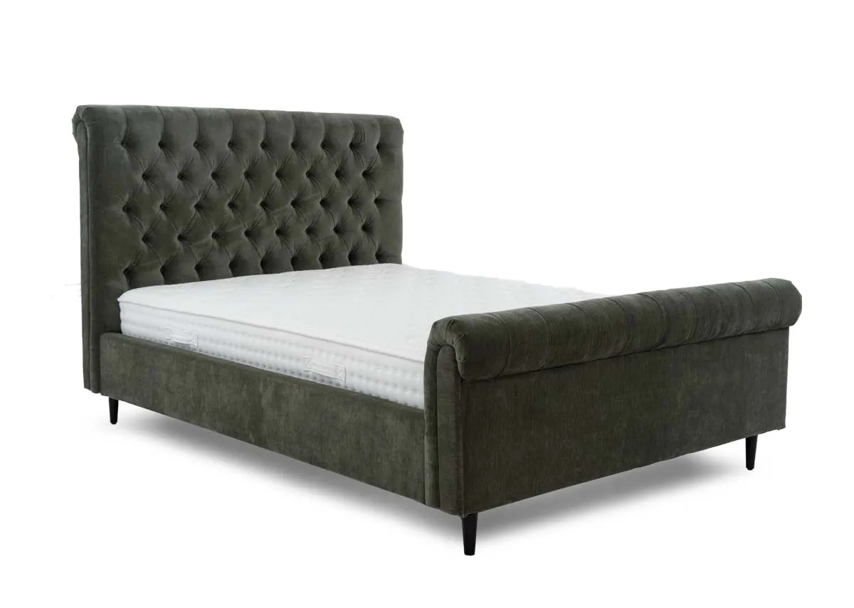 Super King (6ft) Green Fabric Bed Frame - Sofia
