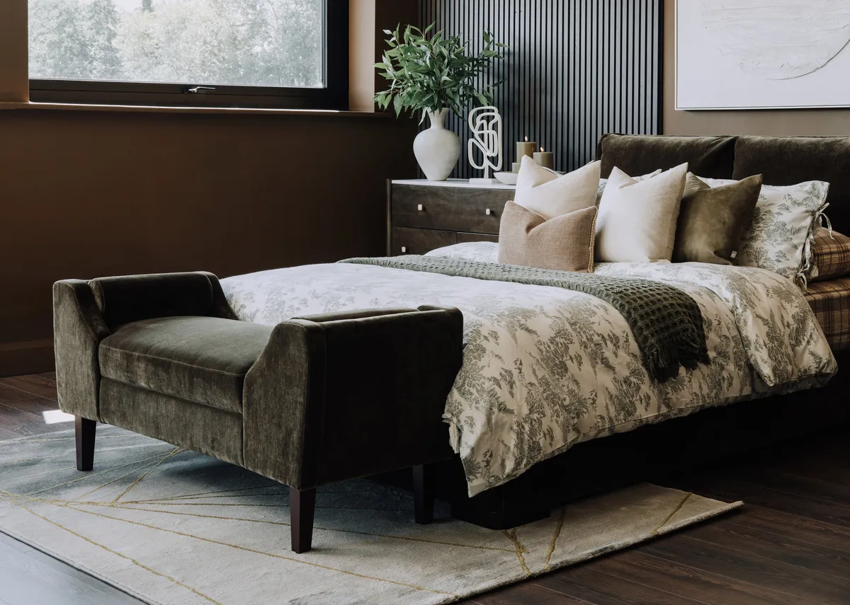 Green Fabric Bench - Comfy