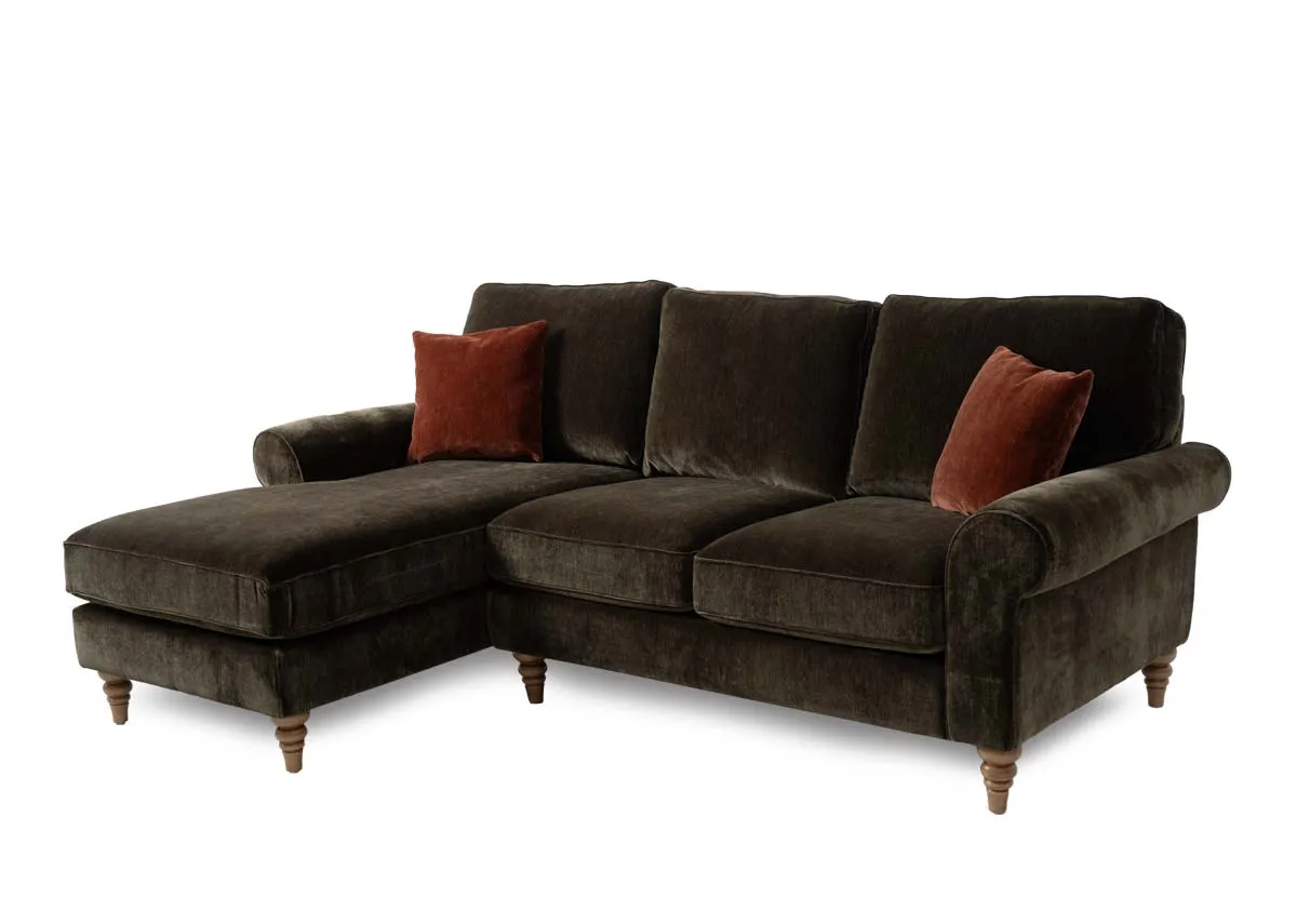 Green Fabric LHF Corner Chaise - Cotswold