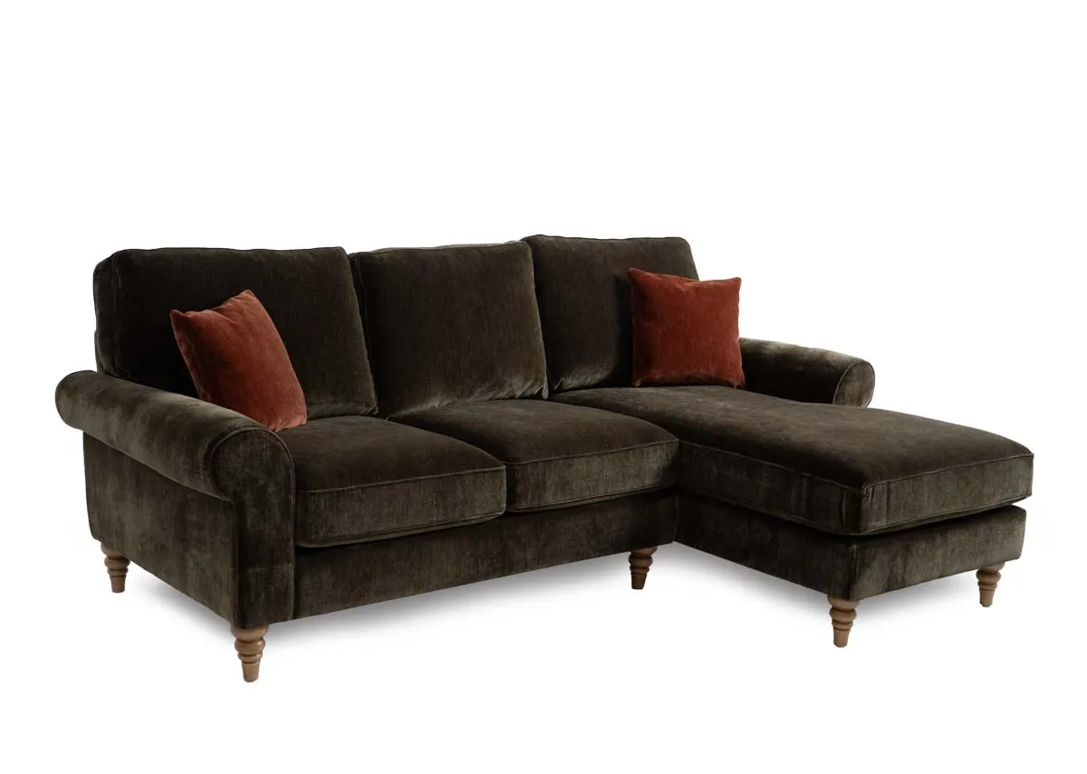 Green Fabric RHF Corner Chaise - Cotswold