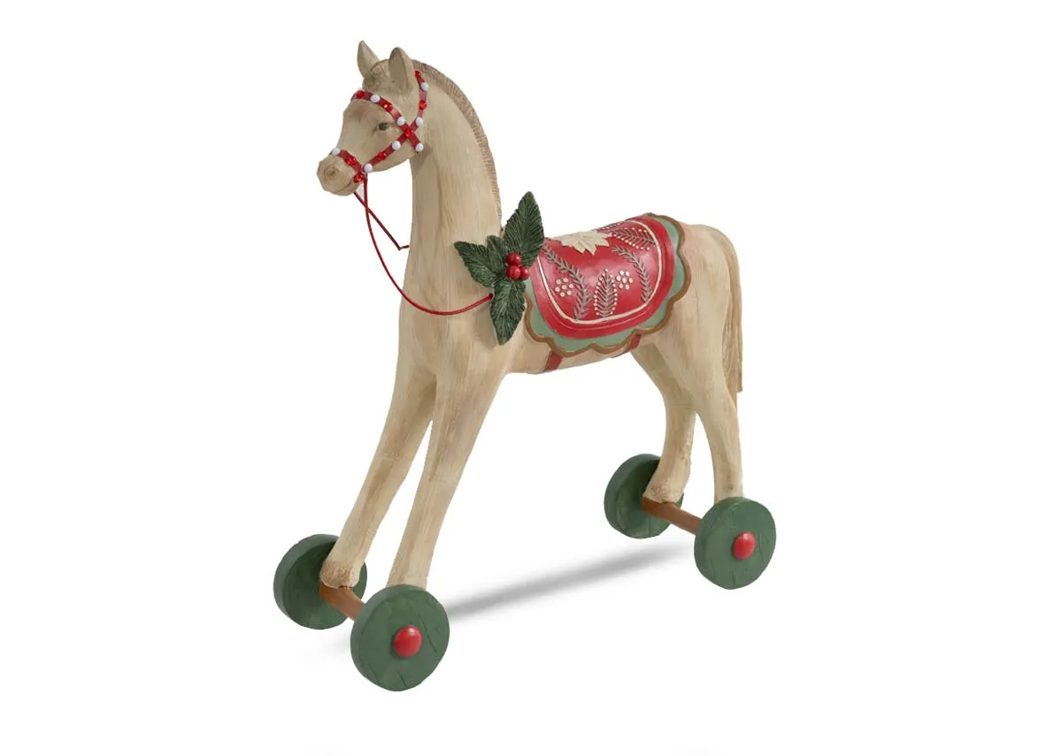 Resin Rocking Horse on Wheels- Christmas Figurine