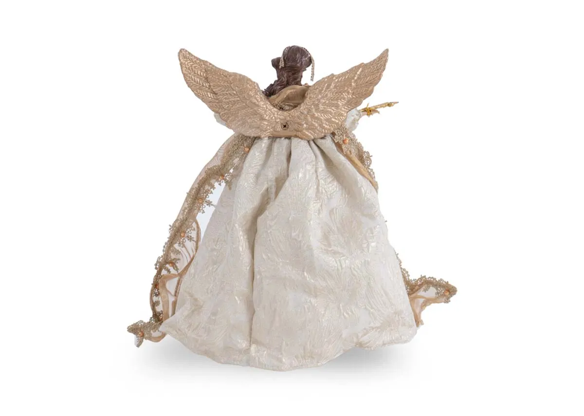 A gold angel tree topper with 50cm x 55cm