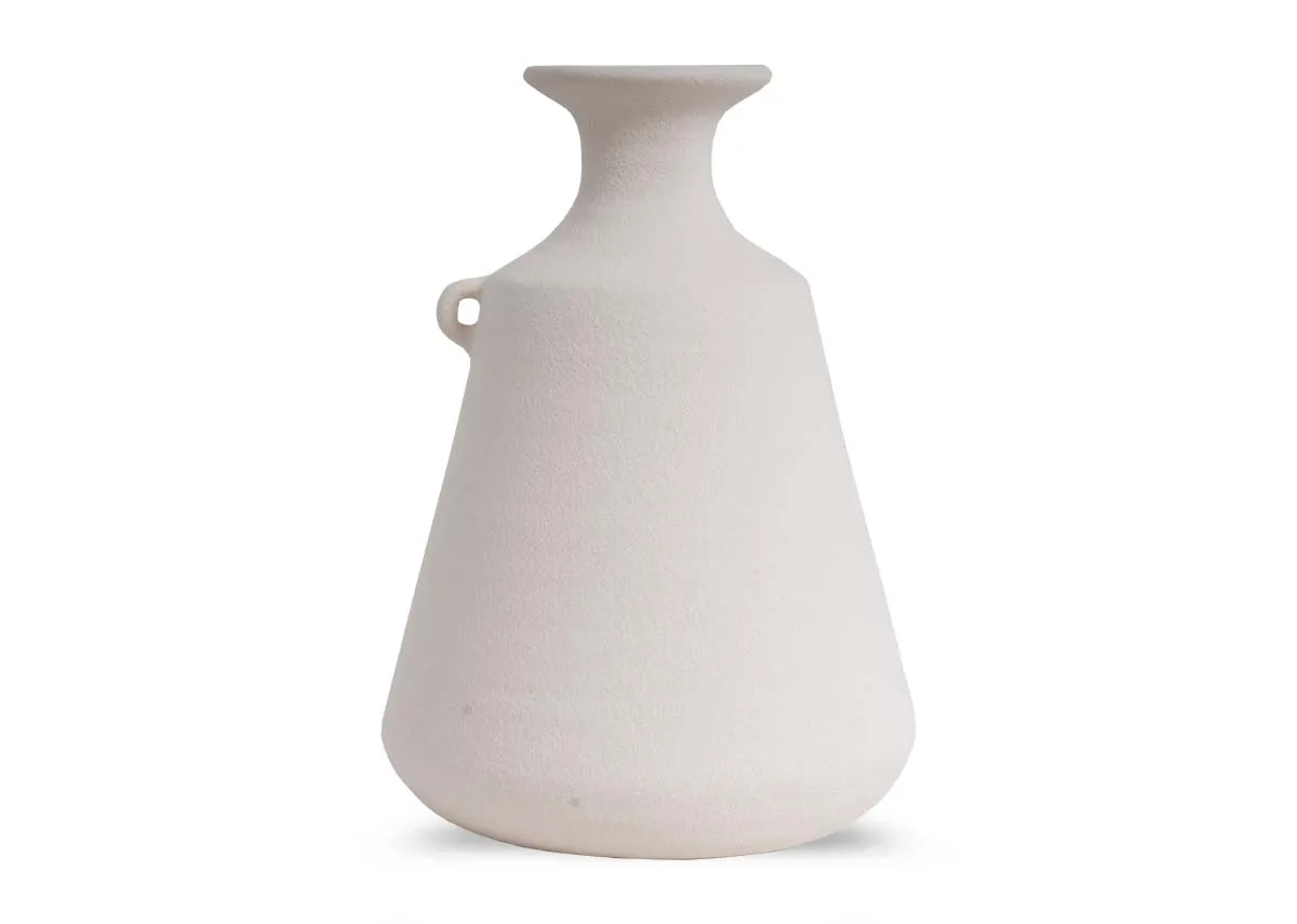 Wide Cream Stoneware Vase - Nova