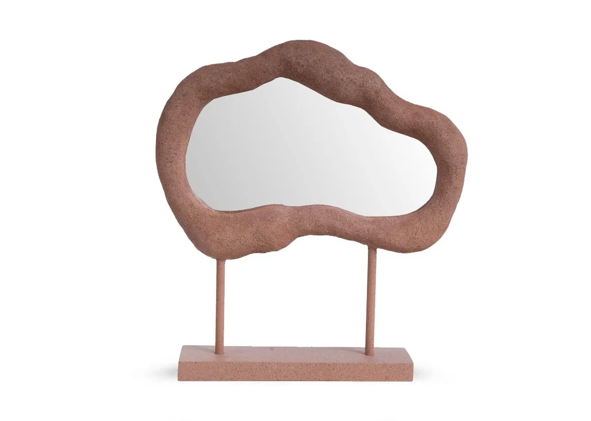 Rectangular Resin Mirror On Stand - Rosa