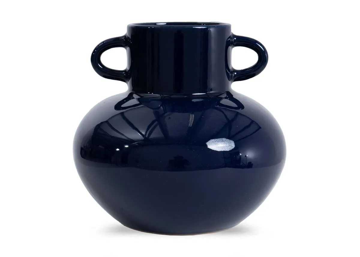 Dark Purple Vase with Handles - Plum