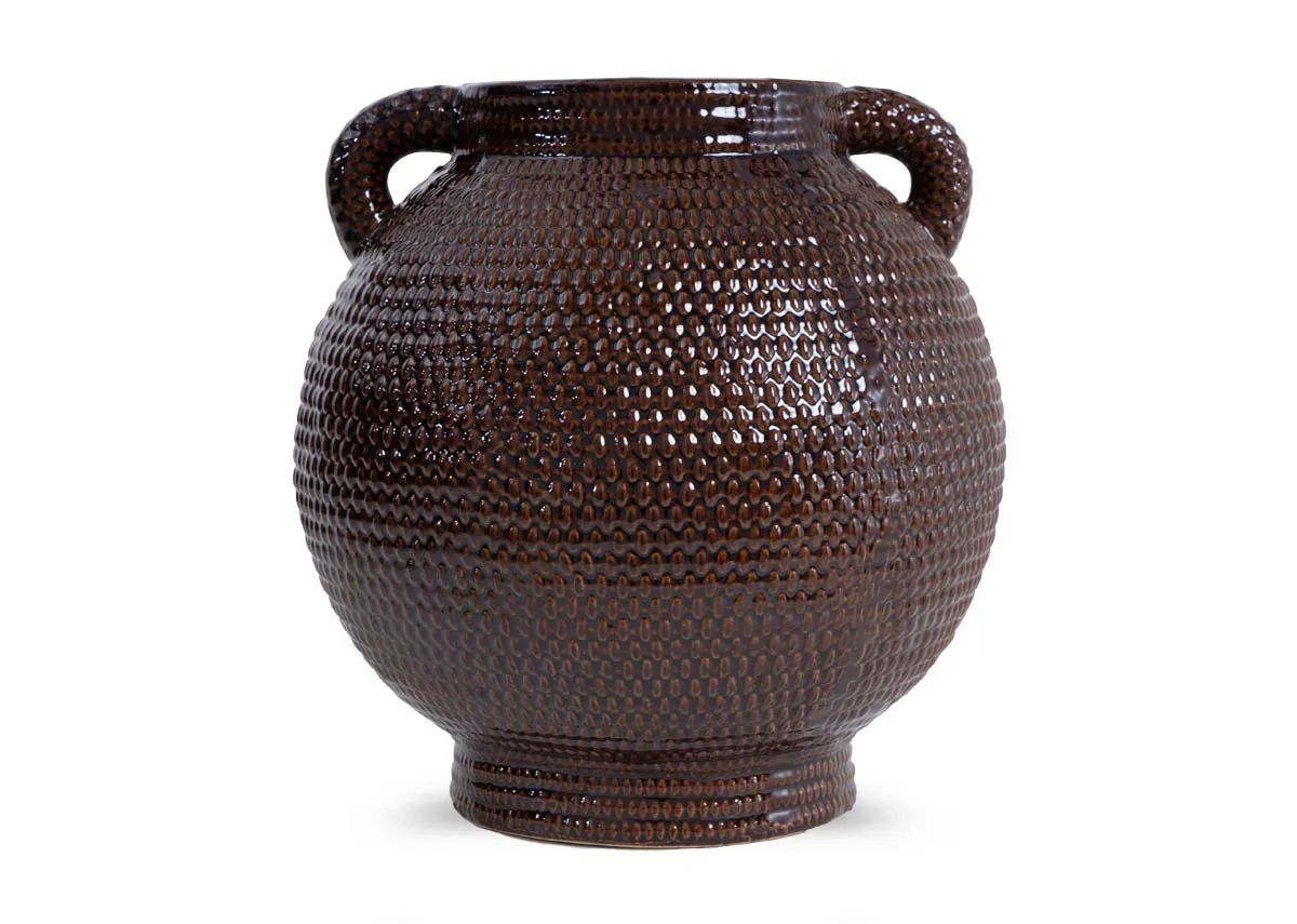 Large Brown Stoneware Vase - Walnut