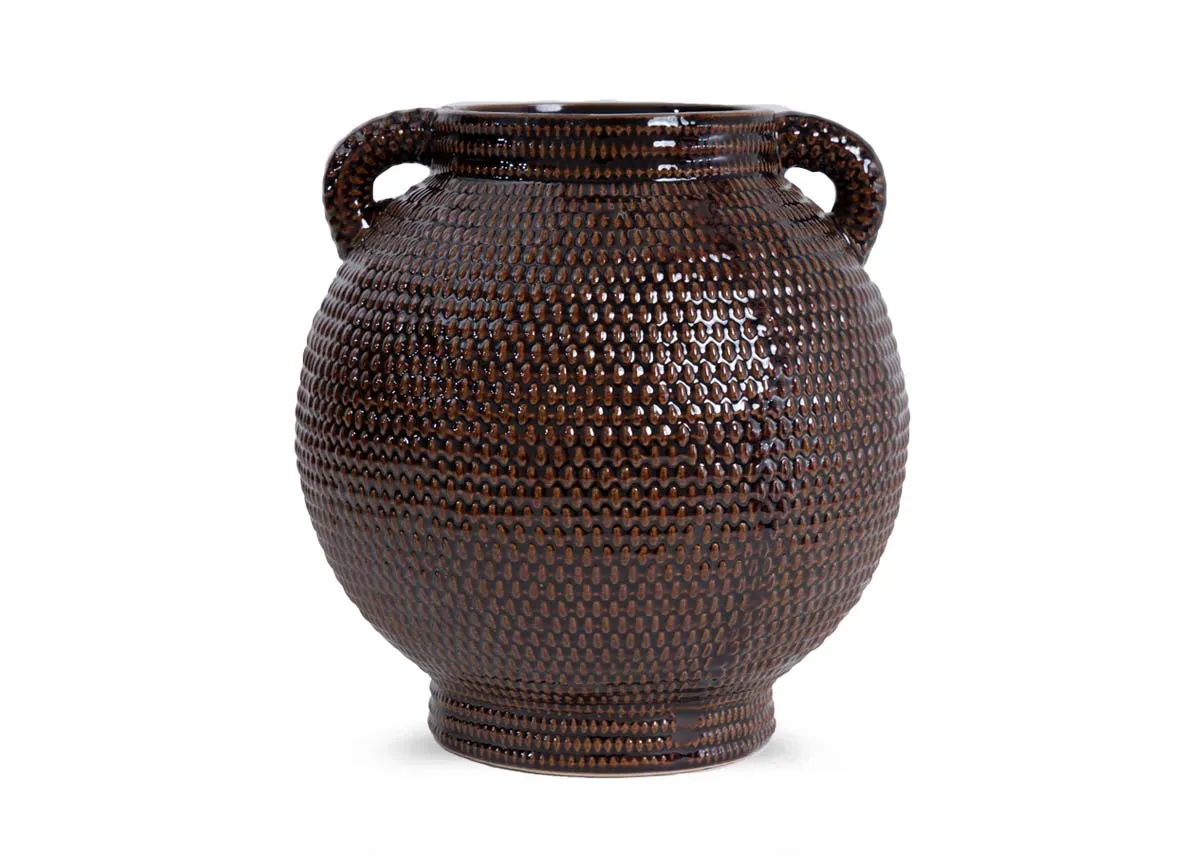Small Brown Stoneware Vase - Walnut