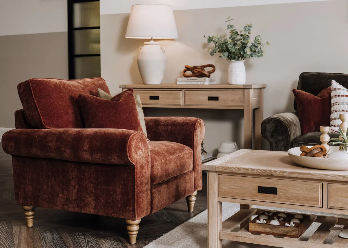 Rust Fabric Armchair - Cotswold