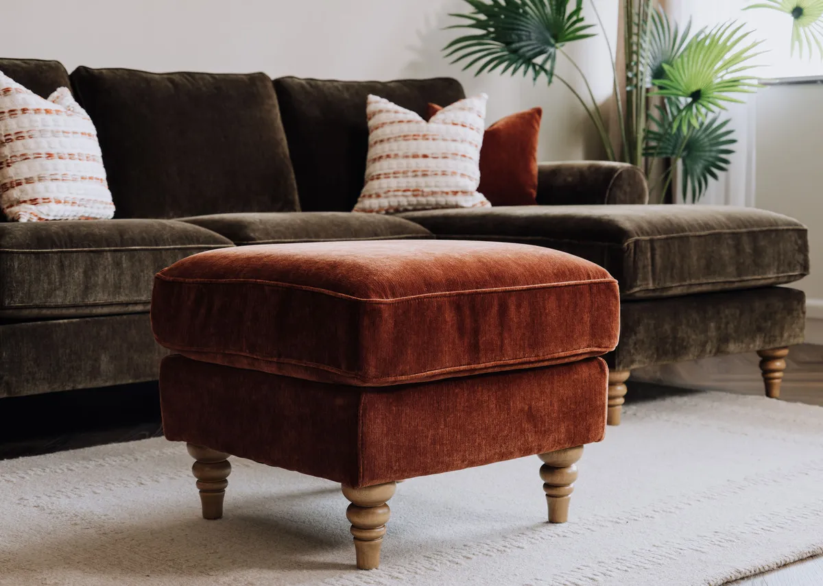 Rust Fabric Footstool - Cotswold