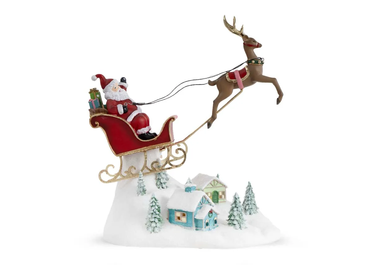 image of the Resin Santa on sleigh with 29cm x 30cm x 20cm