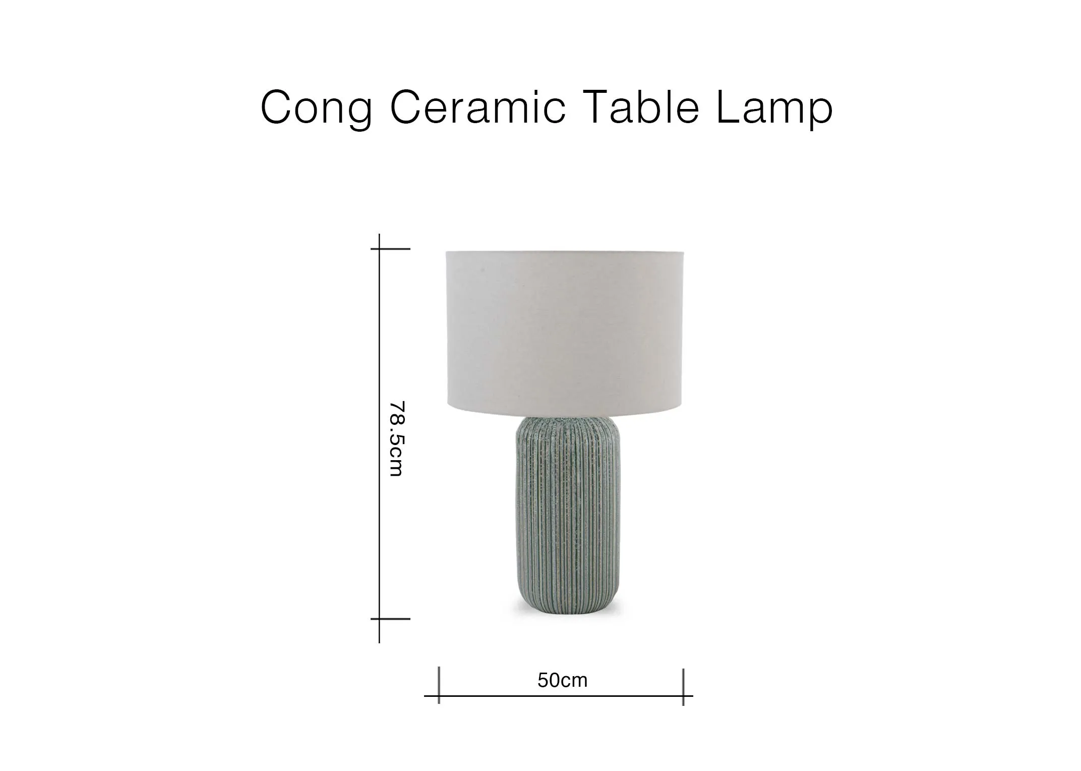 A dimension image of the Cong Table Lamp with 50cm x 78.5cm