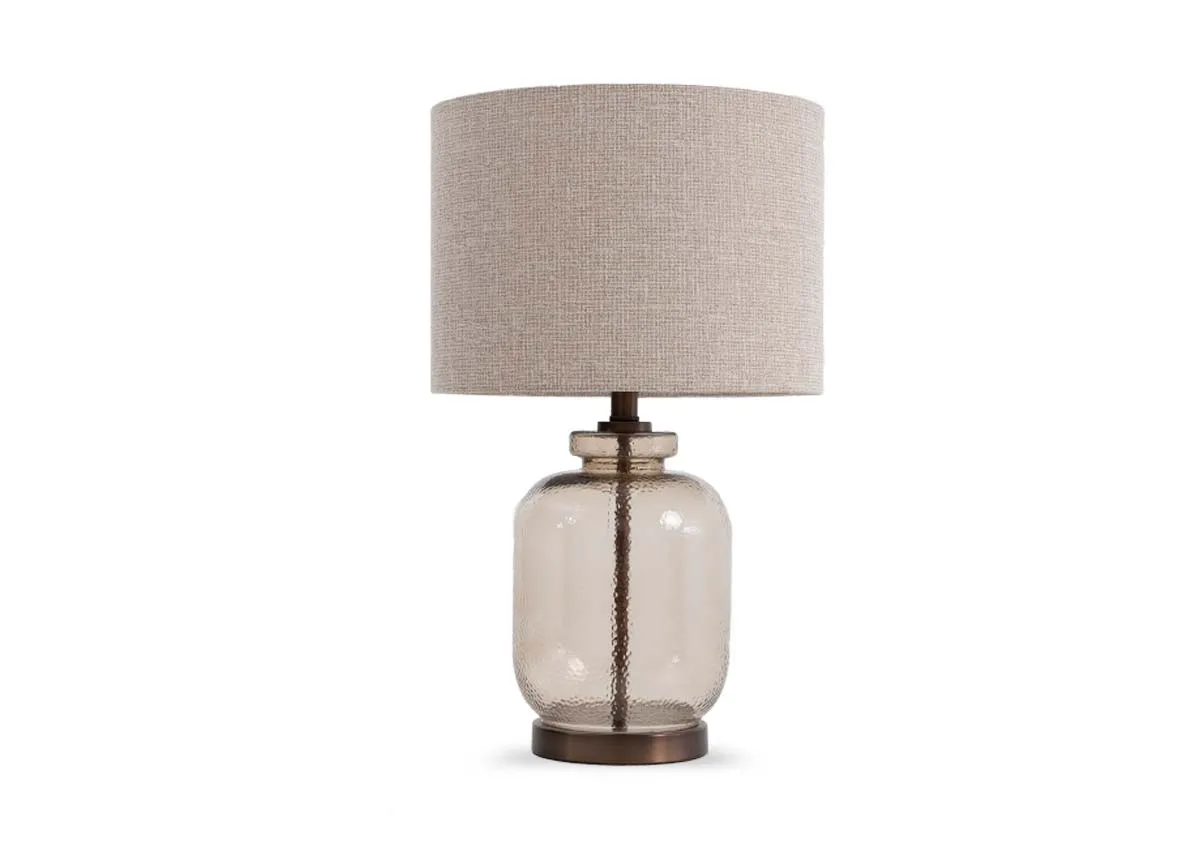 Brown Glass Table Lamp with Beige Shade - Emma