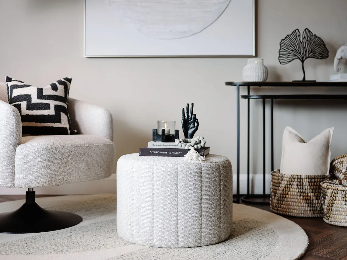 Light Grey Fabric Footstool - Alexo