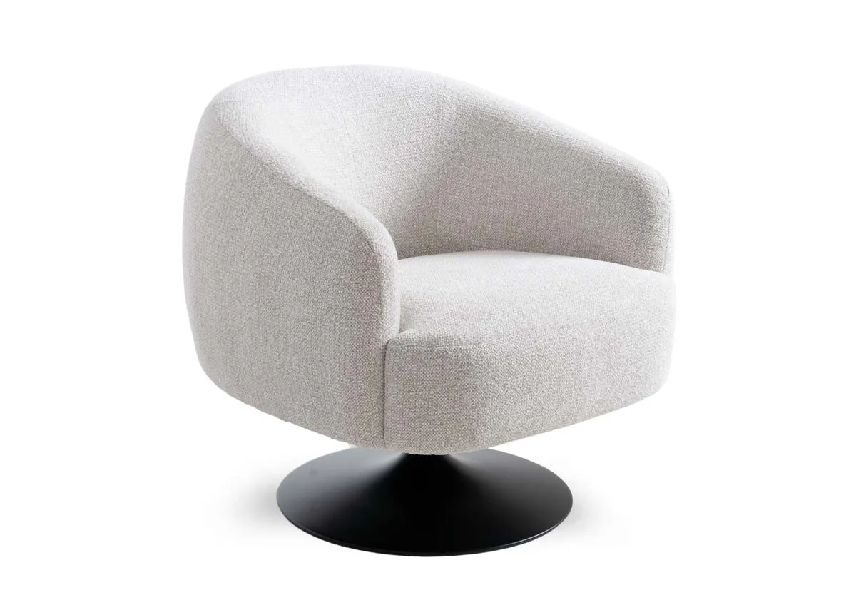 Light Grey Fabric Swivel Armchair - Fusion
