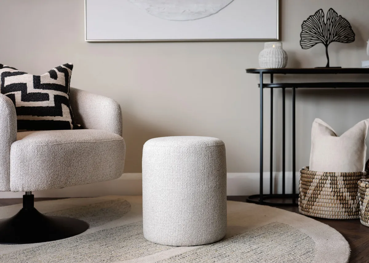 Light Grey Fabric Footstool - Parker