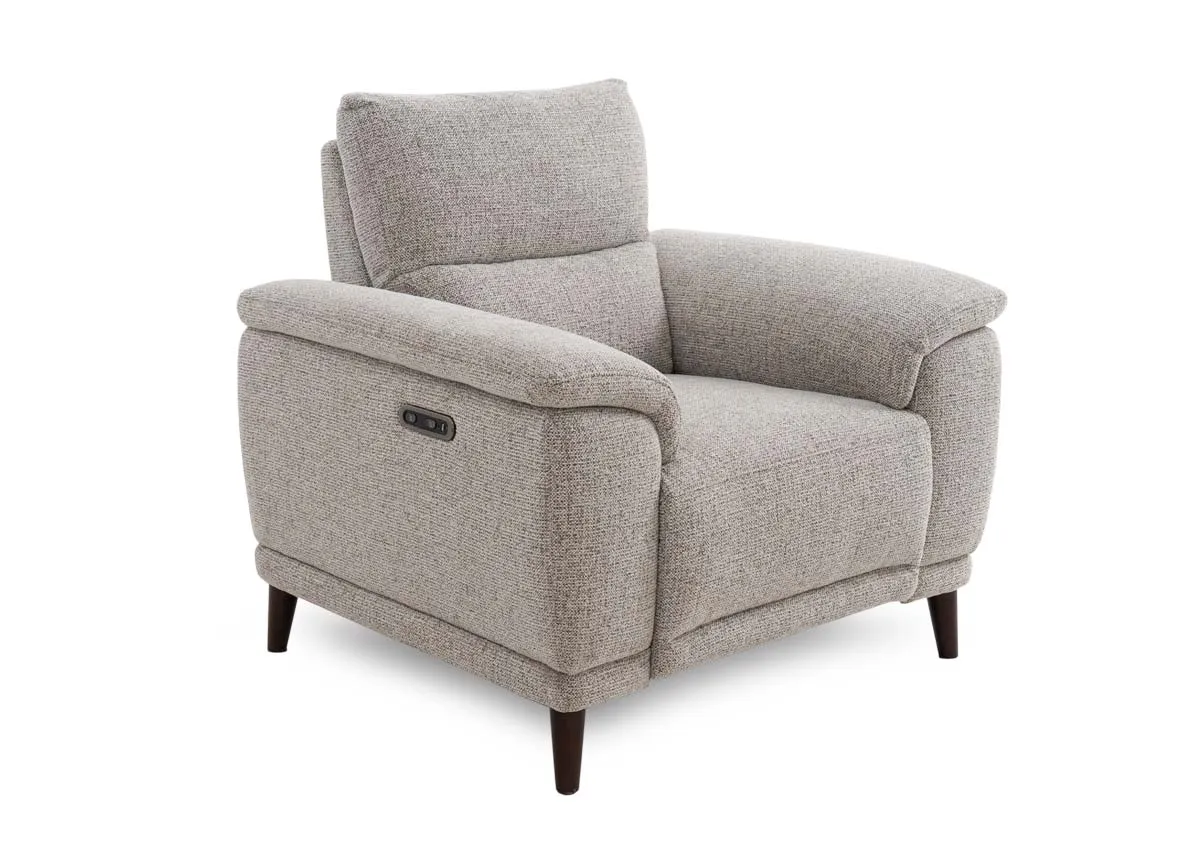 Beige Fabric Power Recliner - Savoy