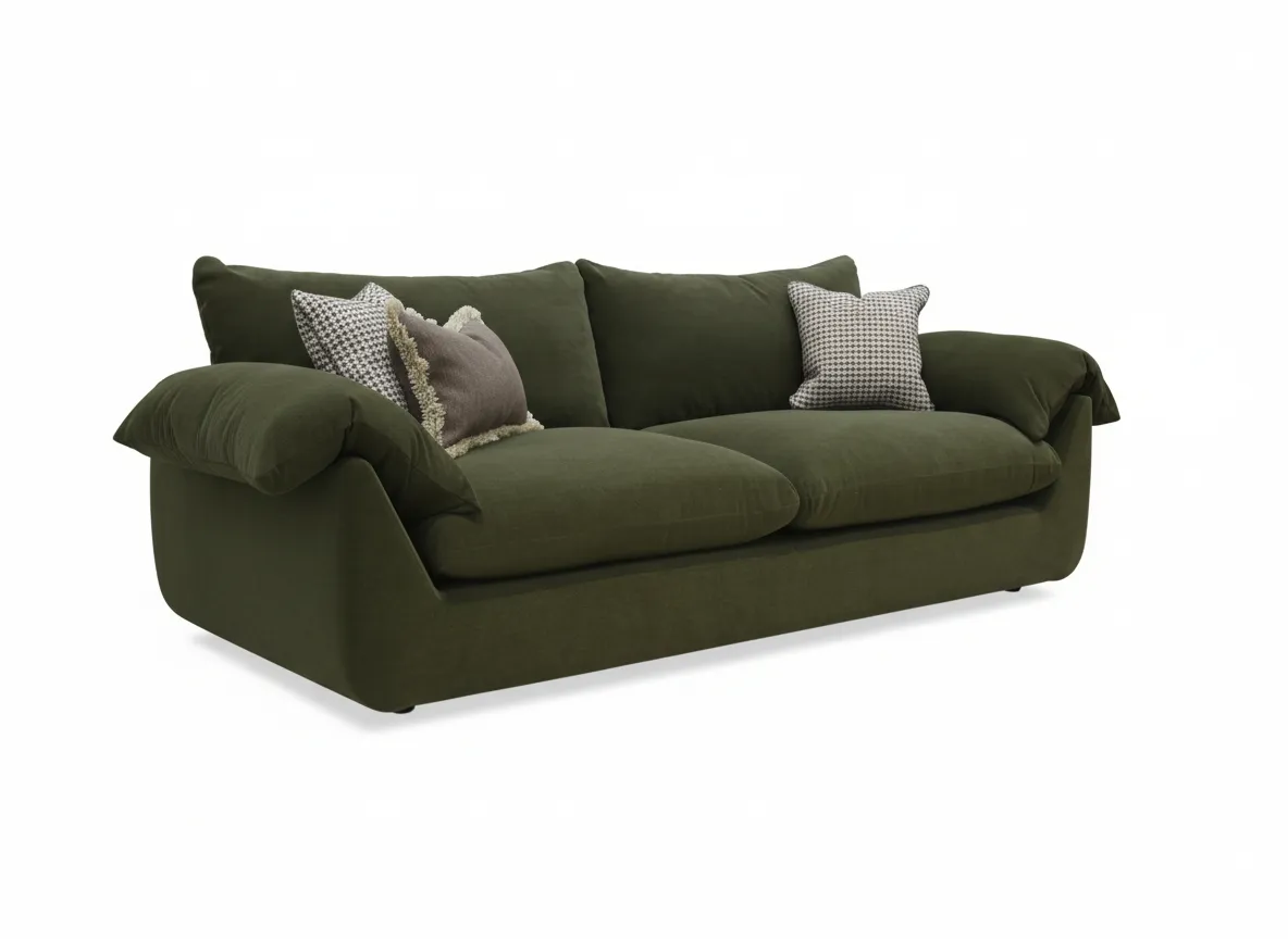 3 Seater Green Fabric Sofa - Bayswater By Vogue