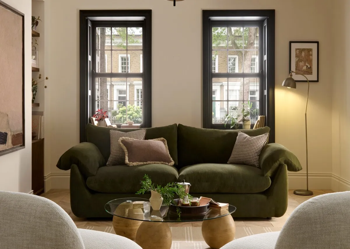 3 Seater Green Fabric Sofa - Bayswater By Vogue