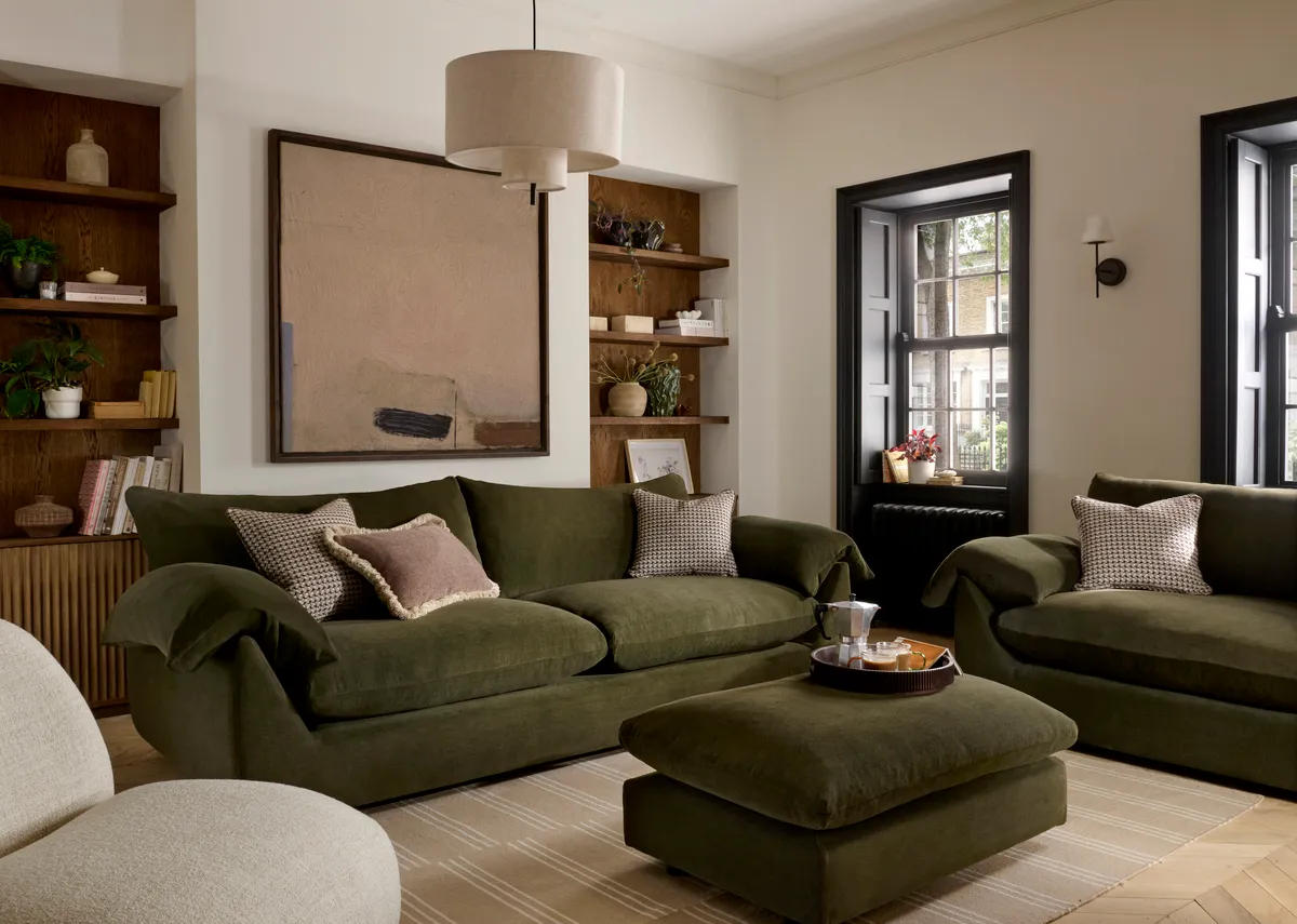 A lifestyle image of the Bayswater sofa range in green