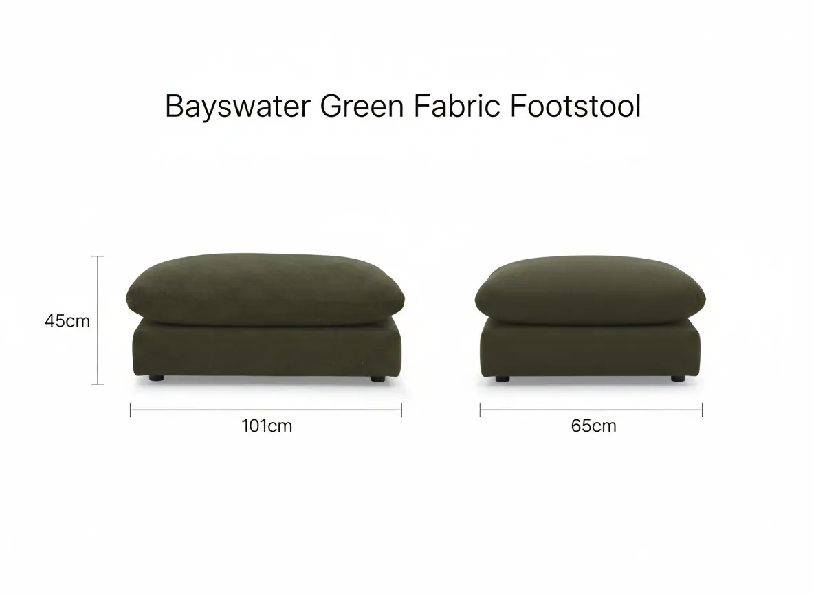 A dimension image of the Bayswater Footstool with 101cm x 65cm x 45cm
