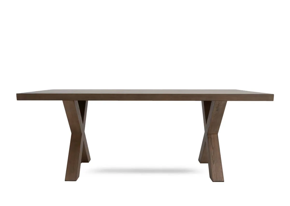 A dimension image of the Geneva Ash dining table with 200cm x 100cm x 77cm