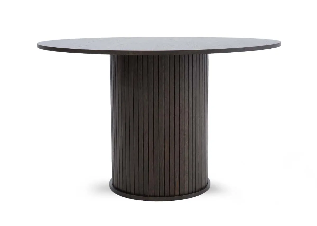120cm Espresso Oak Round Dining Table - Nola