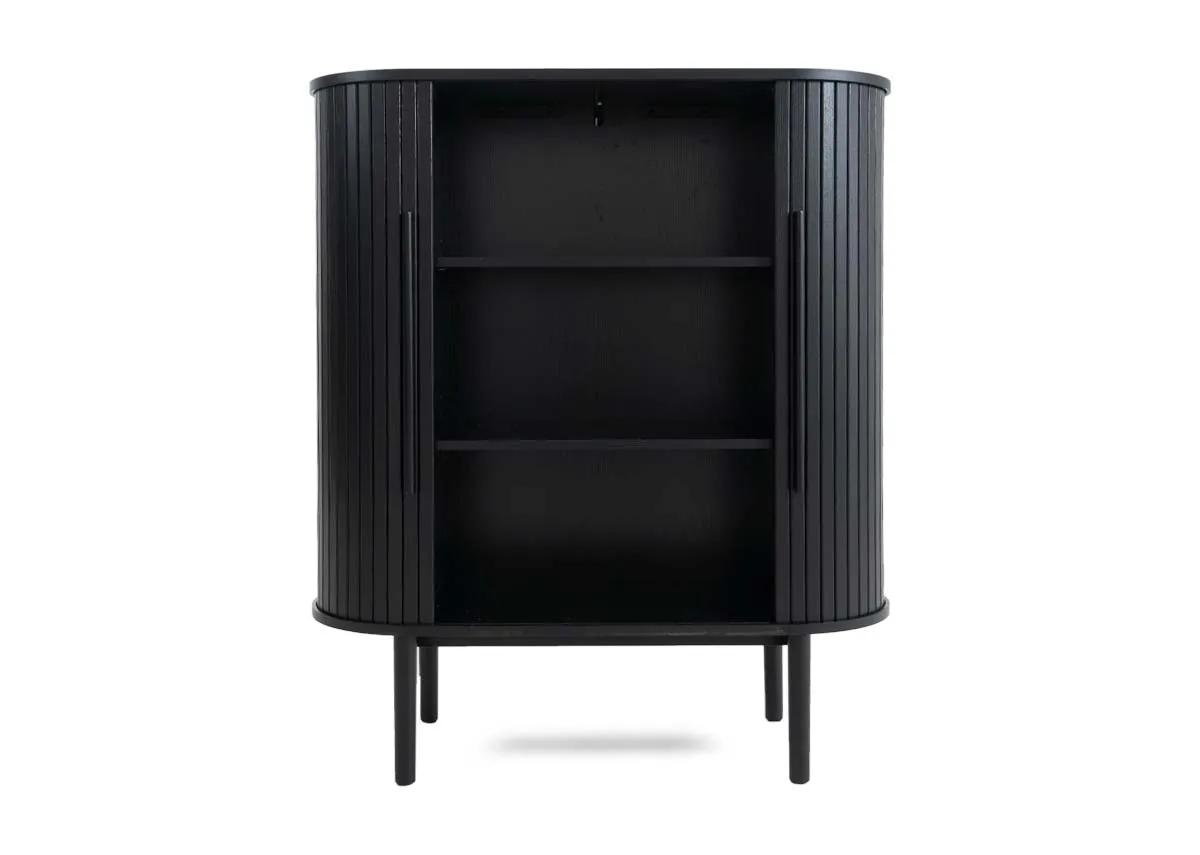 A dimension image of the Nola Black display unit with 100cm x 40cm x 118cm