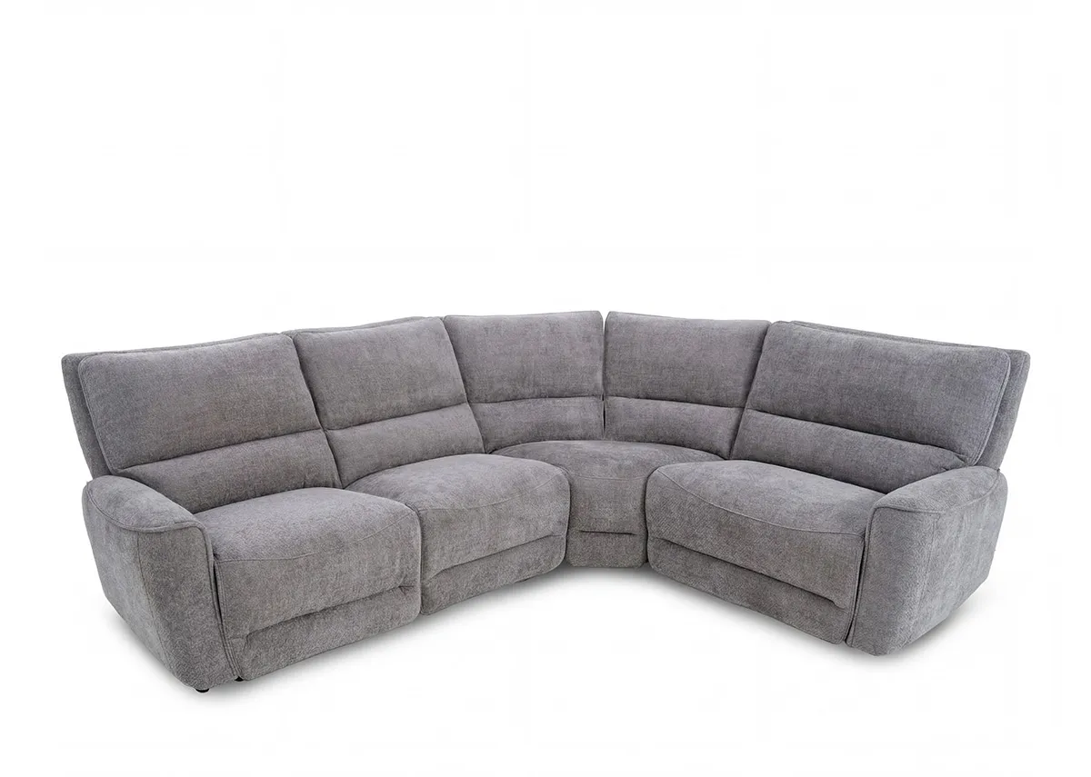Medium Grey Fabric Power Reclining Corner Sofa with USB - Ashbrook