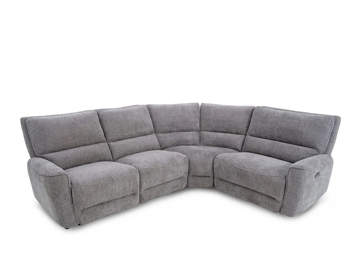 Medium Grey Fabric Power Reclining Corner Sofa with USB - Ashbrook