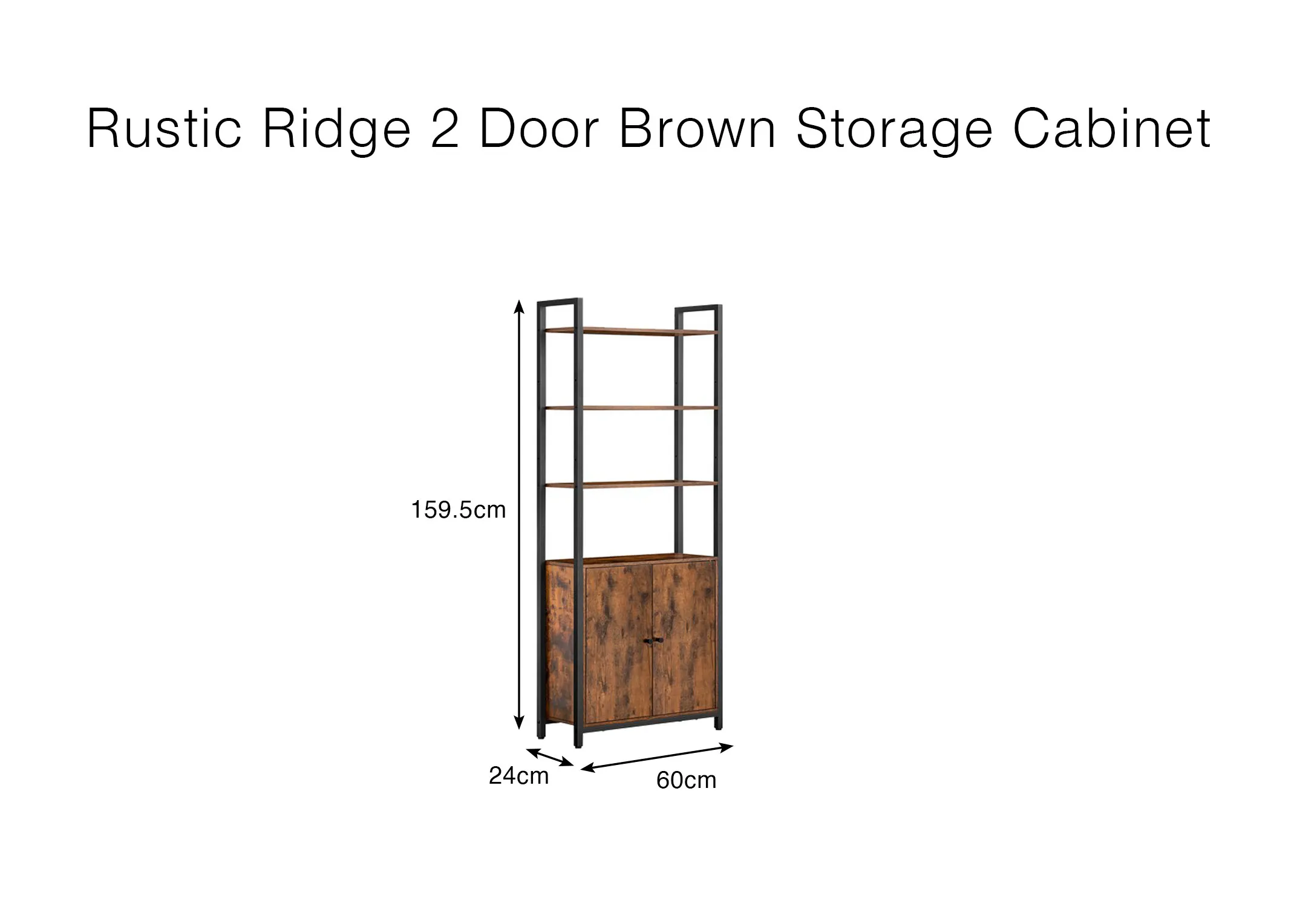 A dimension image of the Rustic Ridge Shelving Unit with 60cm (Width)