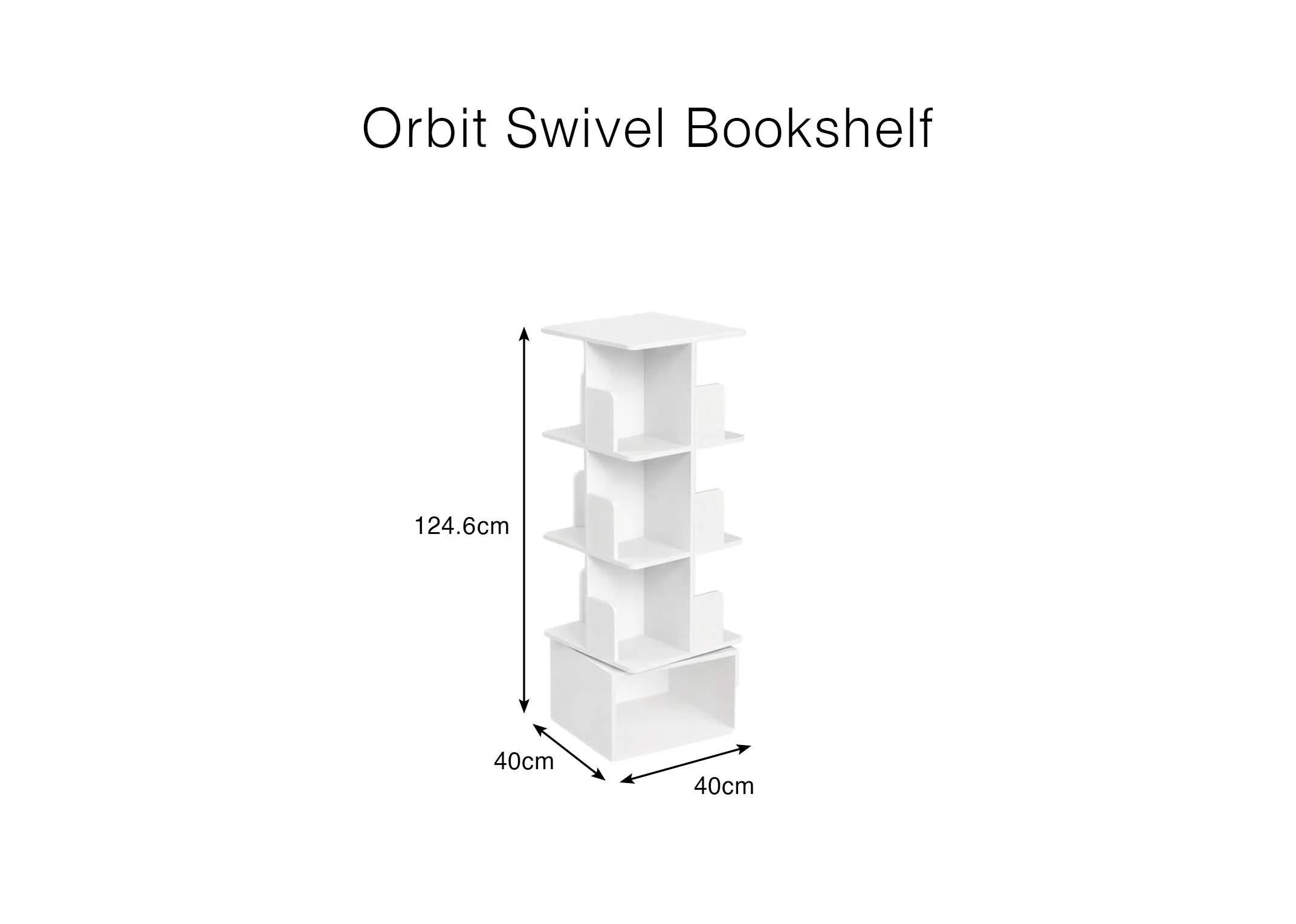 A dimension image of the Orbit Swivel with 124.6cm (Height)