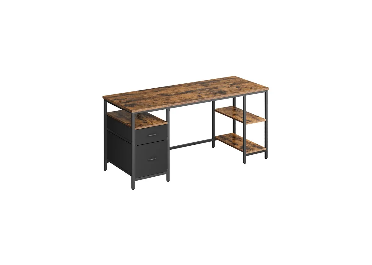 Brown Work Desk with Drawers - Workhub