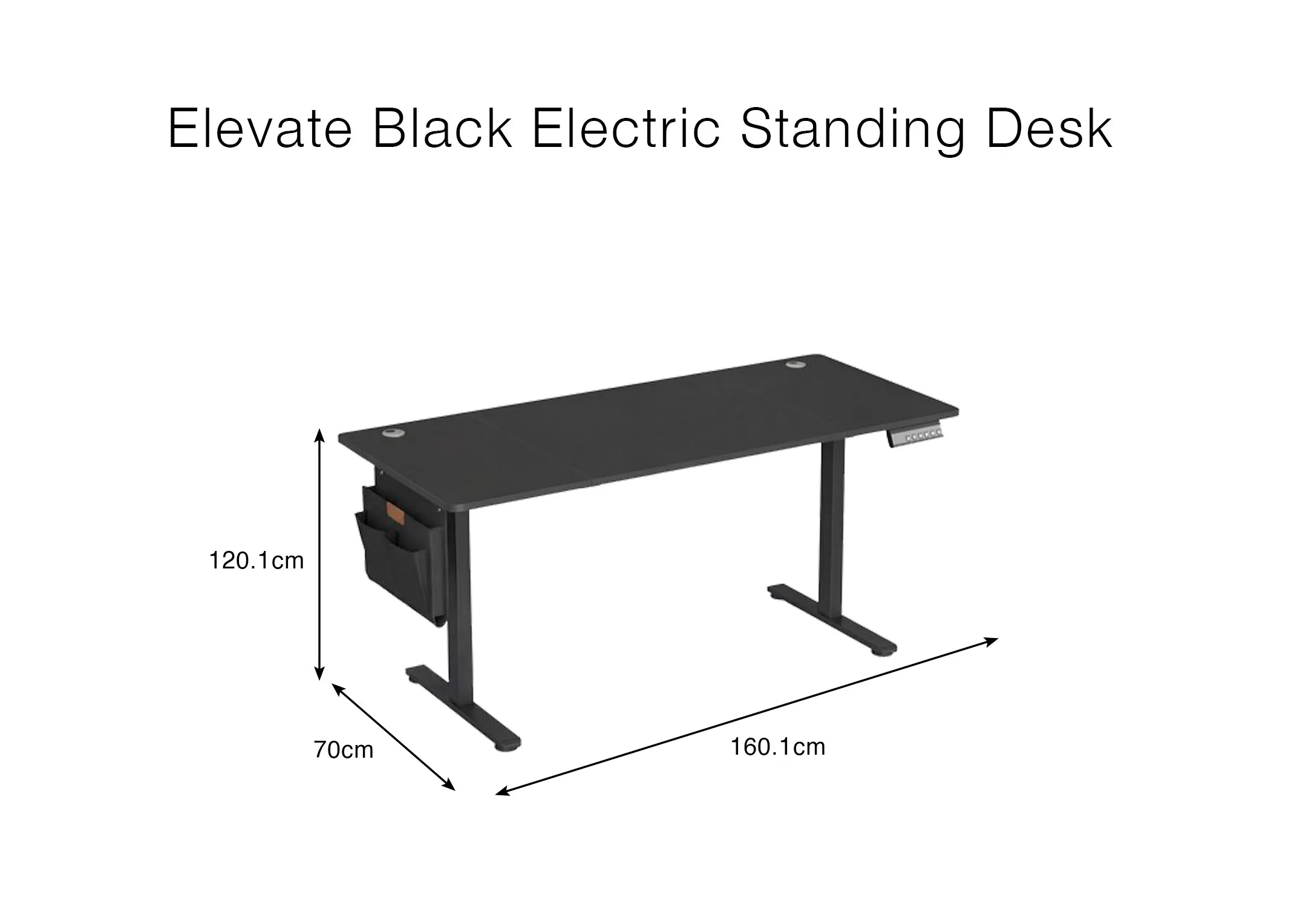 A dimension image of the Elevate Desk with 72cm (Height)