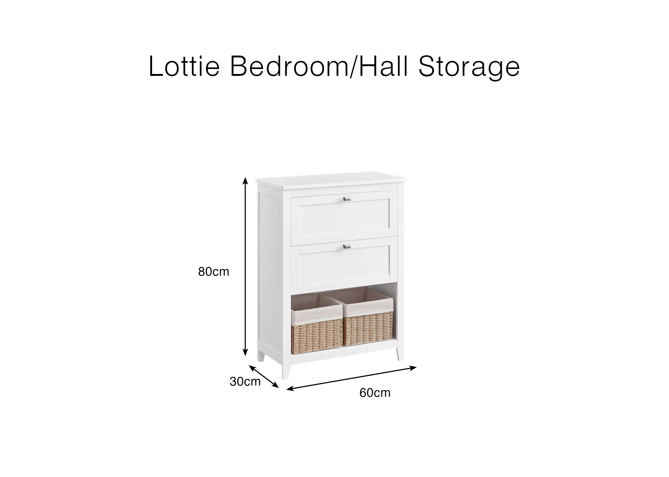 A dimension image of the Lotti Bedroom Storage Cabinet with 80cm (Height)