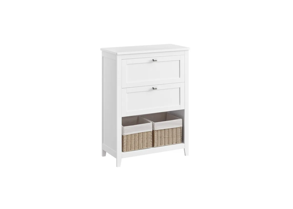 2 Drawer White Storage Cabinet - Lottie