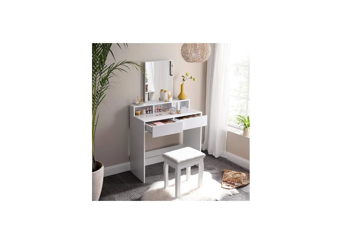 A dimension image of the Genie dressing table with