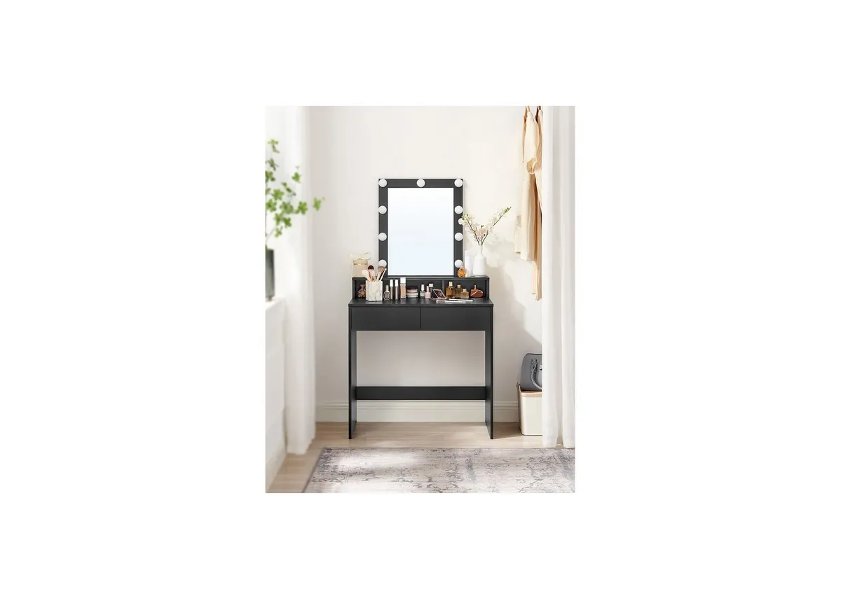 Black Dressing Table With Mirror - Libby