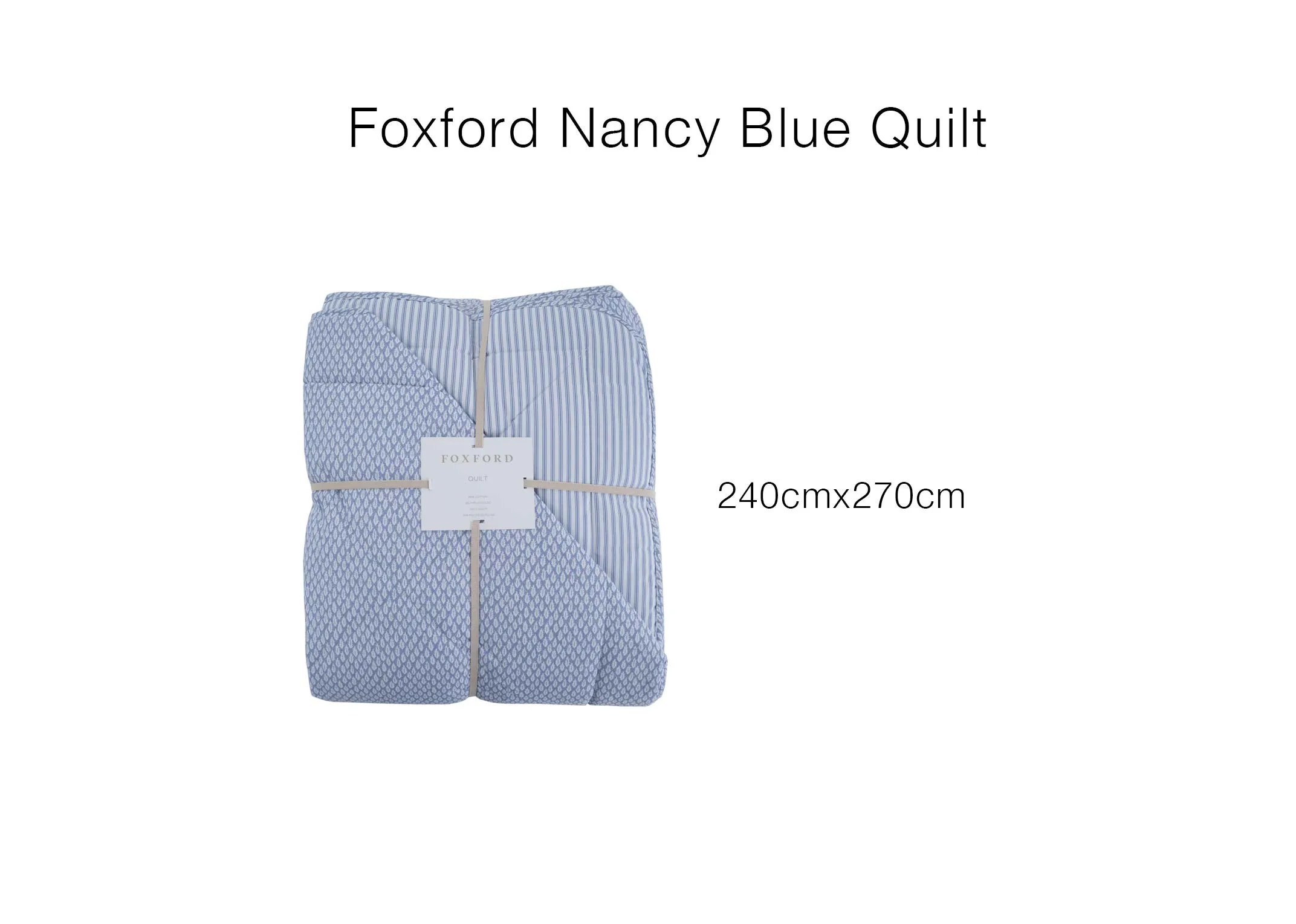 A dimension image of the Foxford Quilt 240cm x 270cm